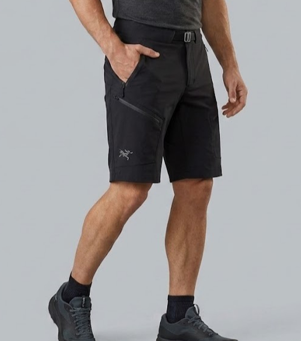 Arc'teryx Mens Palisade Shorts Size 34 Black Softshell Hiking Outdoor Zip Cargo